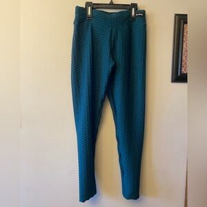 BoomBooty Dark Teal Textured Scrunch Ruched Leggings 🆕
